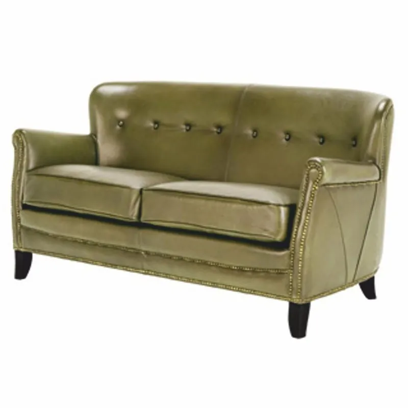Casa Padrino divano di lusso in vera pelle verde / nero 200 cm - Mobili in pelle Preis Gesenkt