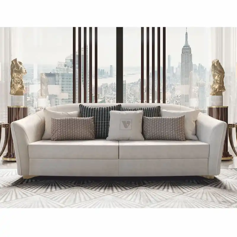 Casa Padrino divano Chesterfield di lusso per hotel grigio / oro 245 cm - Fatto in Italia Billig