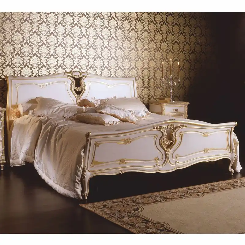 Highlight Casa Padrino letto matrimoniale barocco di lusso bianco / oro - Mobili barocchi - Fatto in Italia