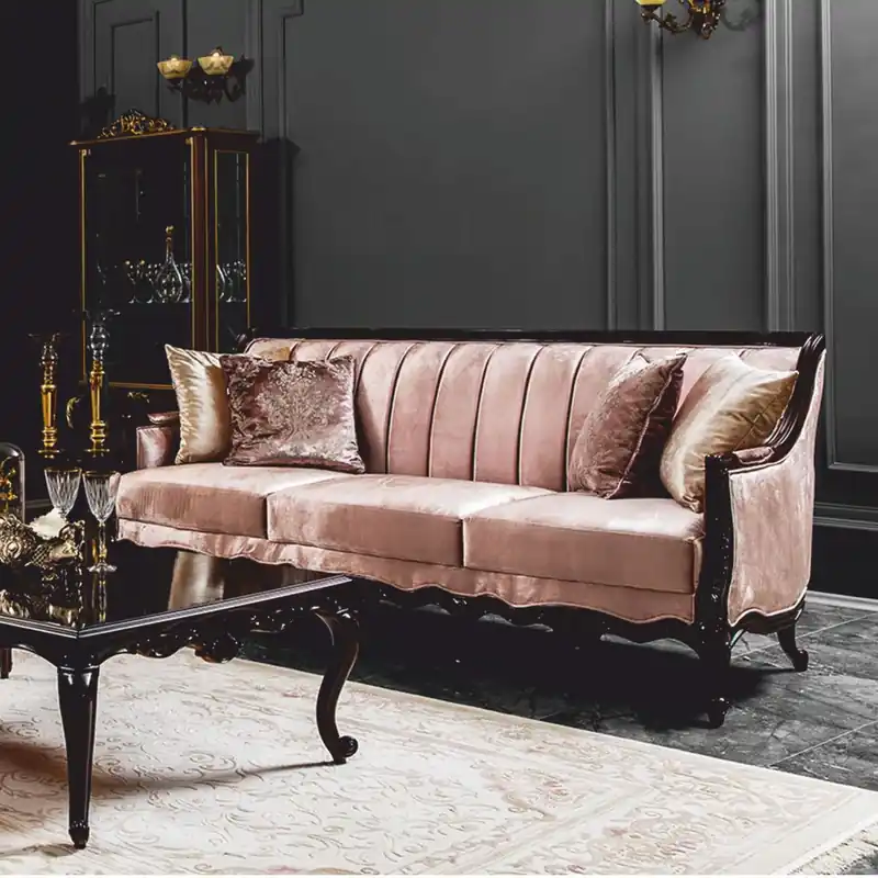 Neu Casa Padrino divano barocco di lusso rosa / marrone scuro 229 cm - Mobili barocchi