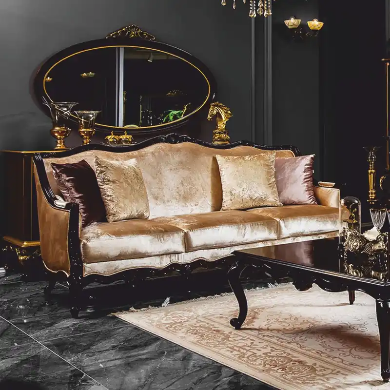 Casa Padrino divano barocco di lusso oro / marrone scuro 225 cm - Mobili barocchi Top-Seller