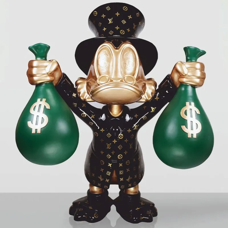 Highlight Casa Padrino figura decorativa anatra nero / oro / verde A. 45 cm - Scultura decorativa