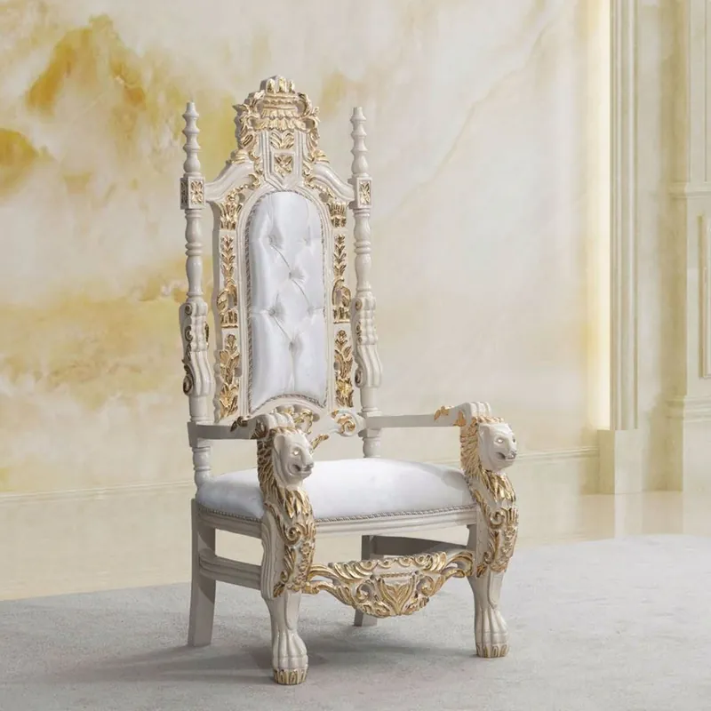 Heißes Angebot Casa Padrino poltrona trono barocco di lusso con strass bianco / crema / oro - Mobili barocchi