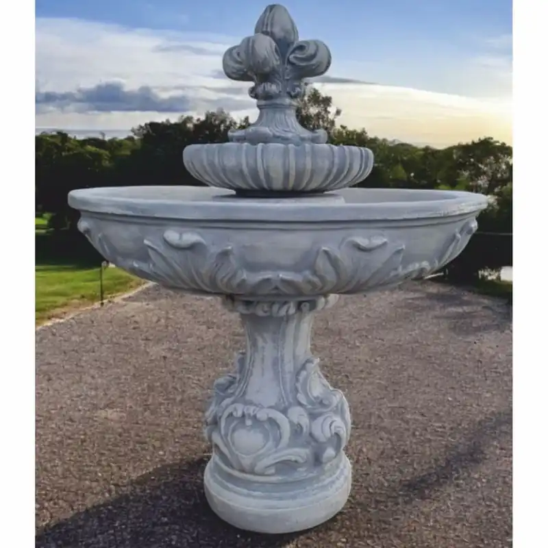 Casa Padrino fontana barocco giglio grigio Ø 108 x A. 136 cm - Fontana decorativa da giardino barocco Neu