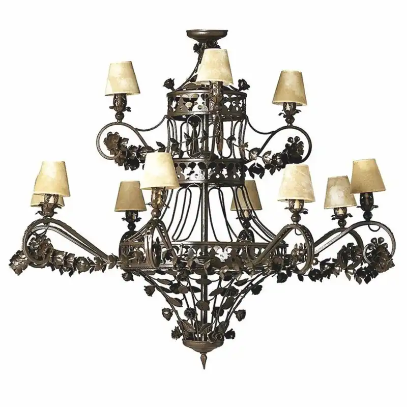 Mega-Angebot Casa Padrino lampadario barocco di lusso in ferro battuto marrone / beige Ø 150 x A. 130 cm