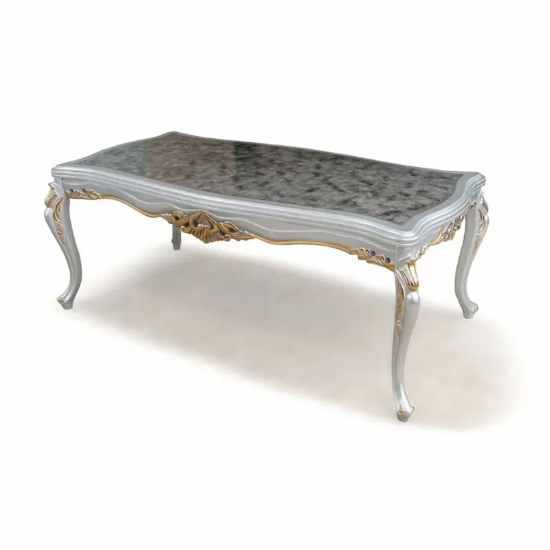 Zertifiziert Casa Padrino tavolo da pranzo barocco di lusso grigio / argento / oro 165 cm - Mobili barocchi