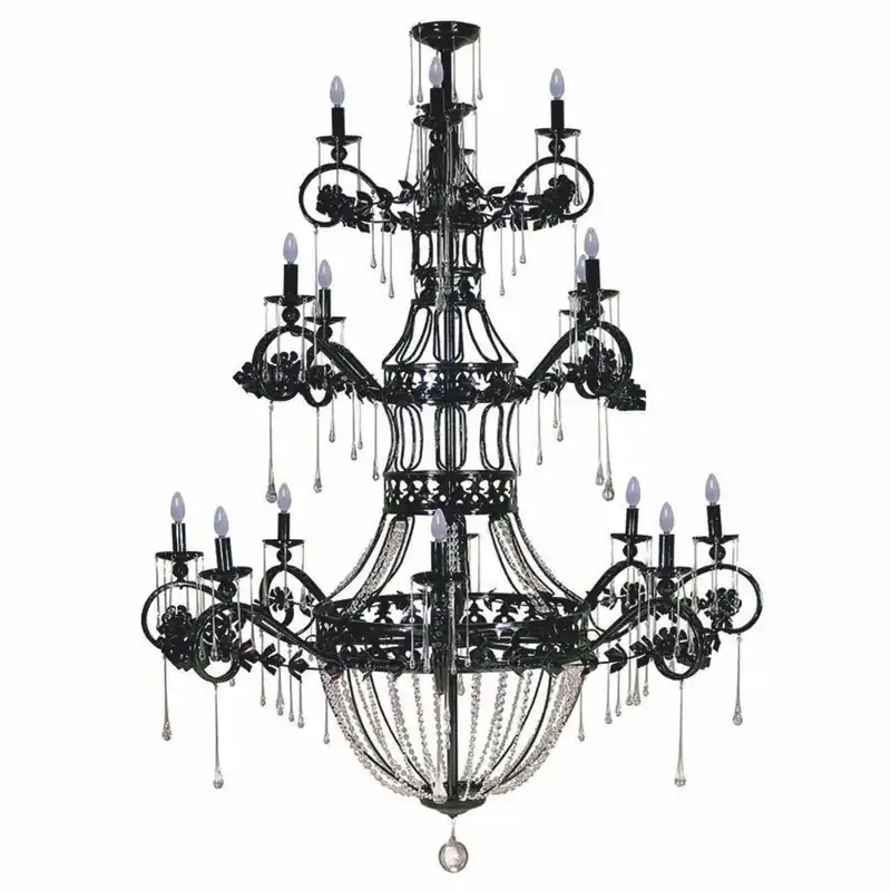 Casa Padrino lampadario barocco di lusso in ferro battuto e cristallo nero Ø 146 x A. 190 cm Wochenendangebot