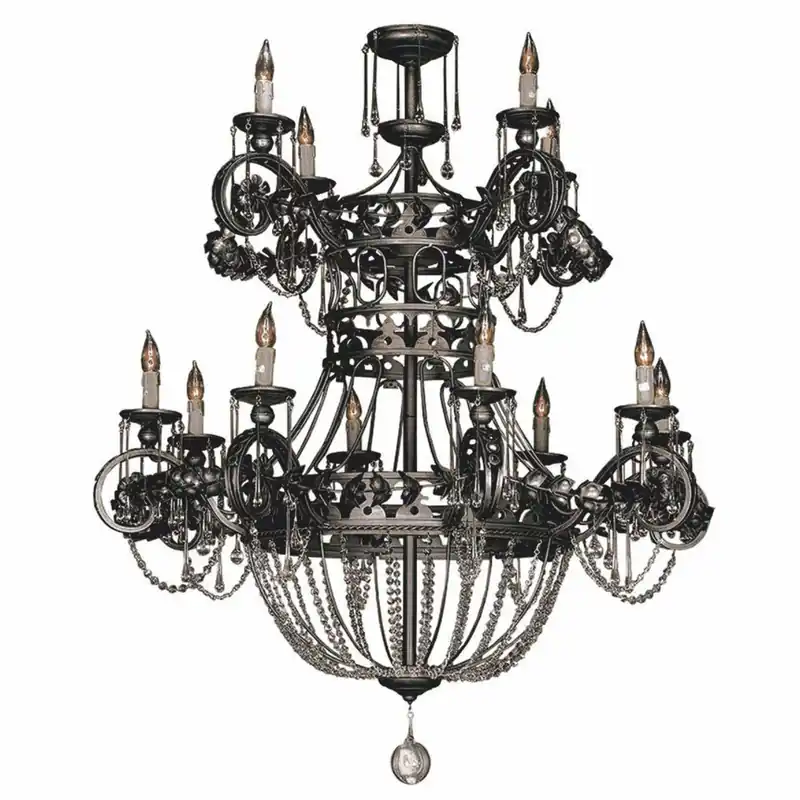 Casa Padrino lampadario barocco di lusso in ferro battuto e cristallo grigio Ø 115 x A. 138 cm Sale