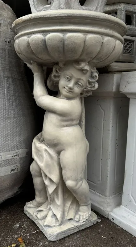 Casa Padrino Jugendstil Garten Deko Skulptur mit Blumentopf Grau Ø 50 x H. 86 cm Saisonangebot