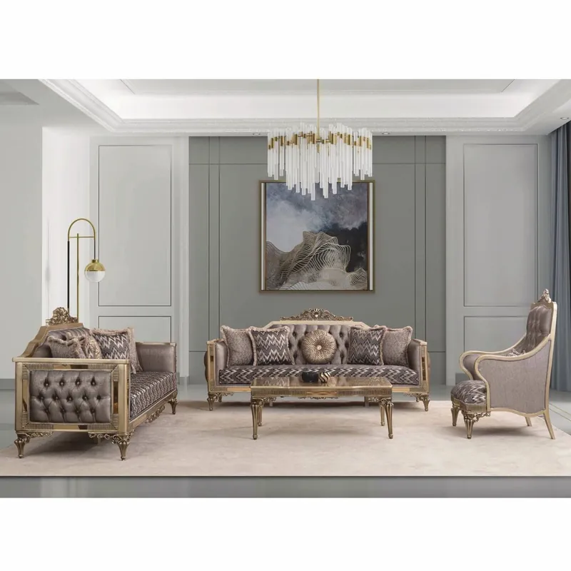 Casa Padrino set di mobili da soggiorno in stile barocco di lusso grigio / oro - Mobili Barocchi Nur Für Kurze Zeit