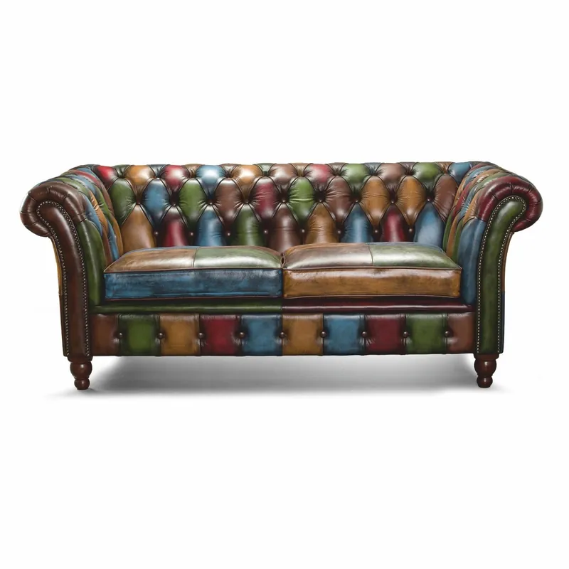 Knallerangebot Casa Padrino divano Chesterfield di lusso a 2 posti in vera pelle colorato / marrone scuro 200 cm
