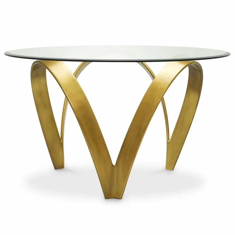 Casa Padrino tavolo da pranzo di lusso in alluminio con piano in vetro ottone vintage 130 cm Finale Aktion