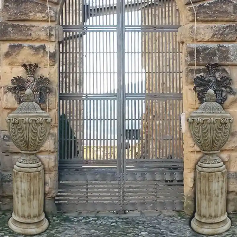 Ausverkauf Casa Padrino Set di Anfore Barocche di Lusso con Colonne Marrone Antico A. 180 cm - Fatto in Italia