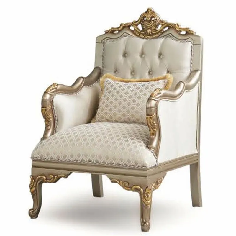 Top-Preis Casa Padrino poltrona barocco di lusso crema / grigio / oro A. 120 cm - Mobili Barocchi