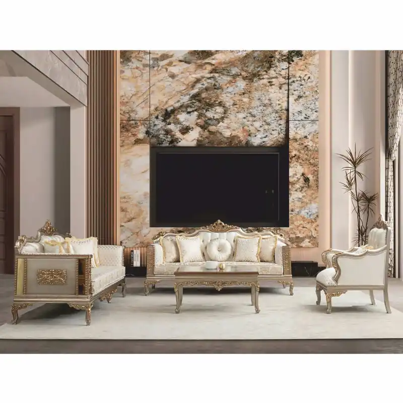 Casa Padrino set da soggiorno barocco di lusso crema / grigio / oro - Mobili Barocchi Jetzt Bestellen