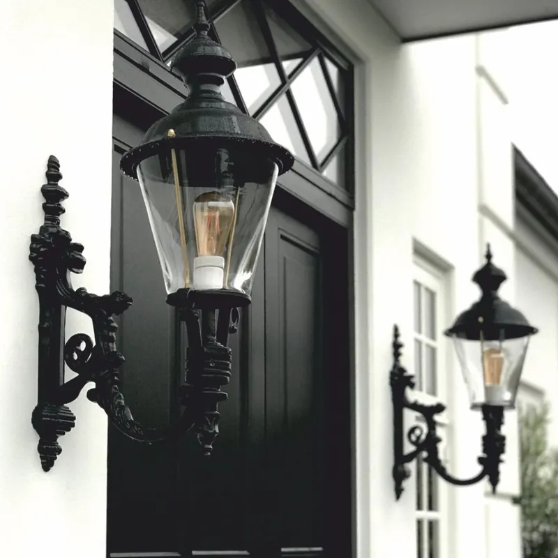 Casa Padrino applique da esterno Art Nouveau nero A. 74 cm - Illuminazione da esterno nostalgica Finale Aktion