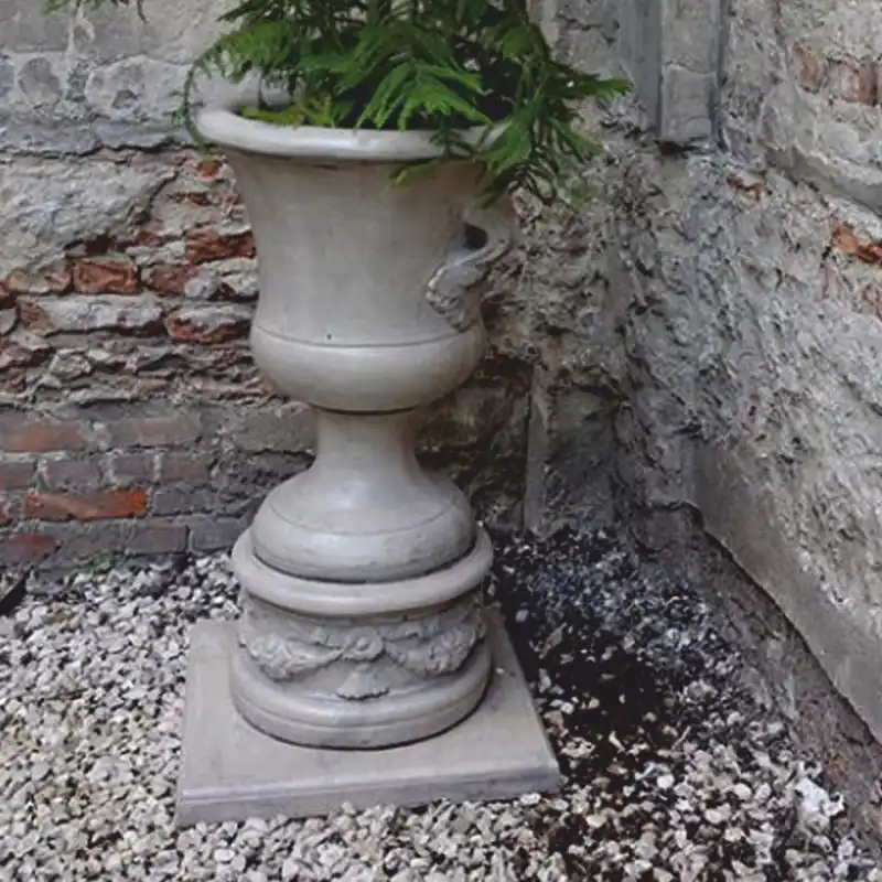 Echt Casa Padrino vaso di fiori barocco con base grigio A. 108 cm - Decorazione da giardino barocco
