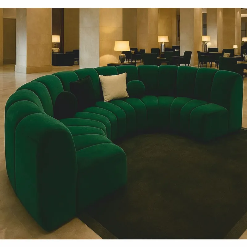 Preisreduziert Casa Padrino divano di lusso verde scuro 330 cm - Divano curvo da soggiorno - Mobili di lusso