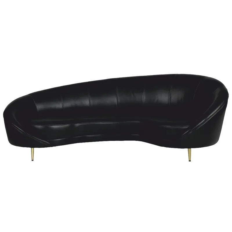 Finale Aktion Casa Padrino divano di lusso in pelle nero / ottone 230 cm - Mobili in vera pelle