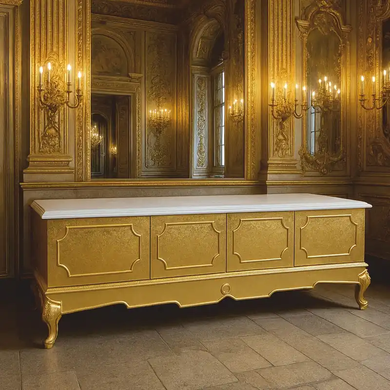Neu Casa Padrino armadio TV barocco di lusso oro / bianco 200 cm - Mobili soggiorno barocco