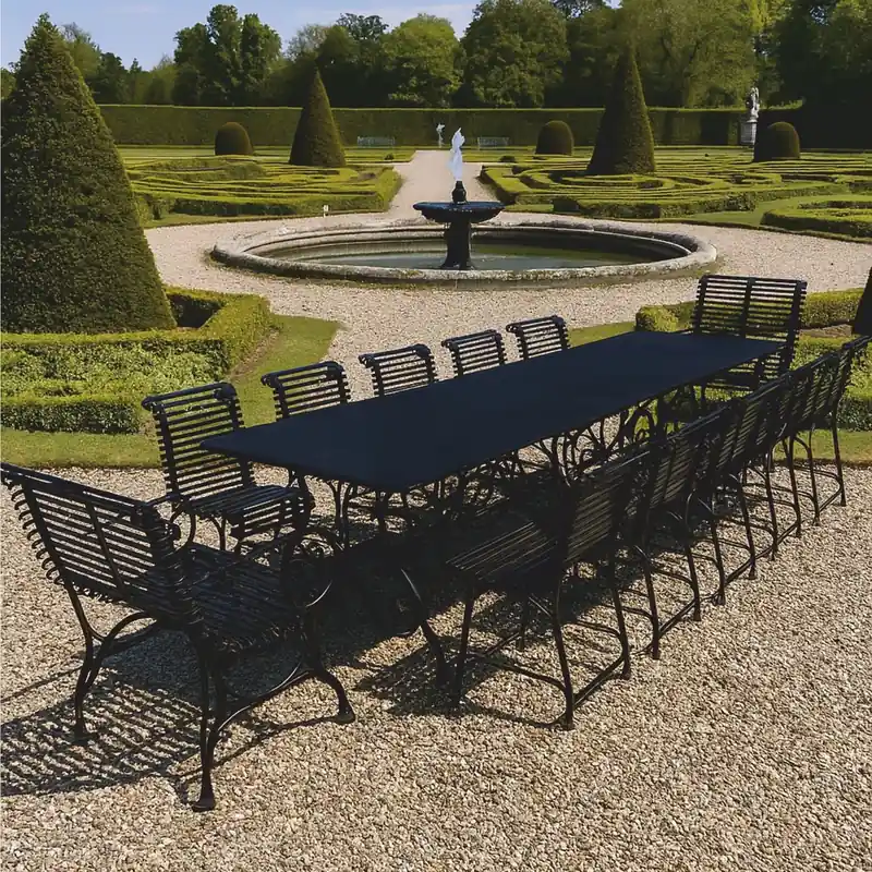 Casa Padrino set di mobili da giardino in ferro battuto Art Nouveau nero - 1 Tavolo e 12 Sedie Versand Am Gleichen Tag