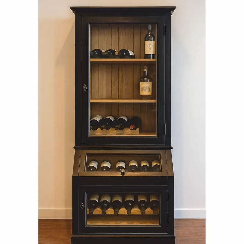 Billig Casa Padrino armadio vino in stile country nero / naturale 60 cm - Mobile bar in stile country