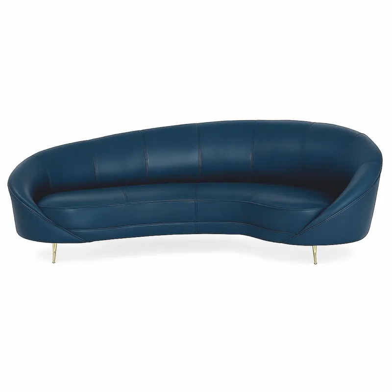 Sichere Zahlung Casa Padrino divano di lusso in pelle blu / ottone 230 cm - Mobili in vera pelle
