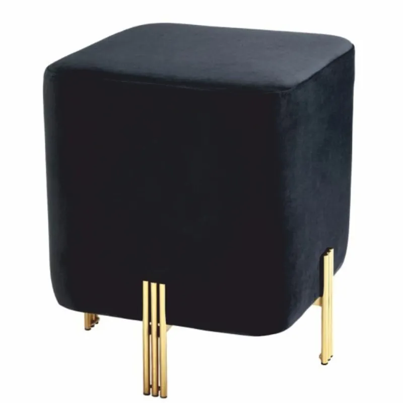 Casa Padrino sgabello di lusso in velluto nero / ottone A. 45 cm - Mobili di lusso Must-Have
