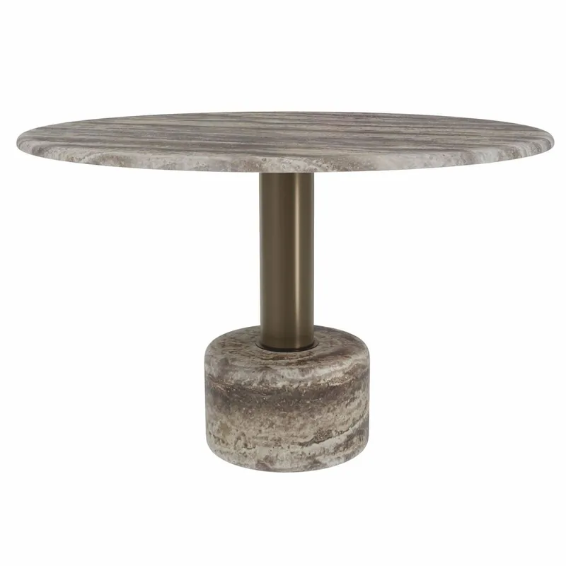 Abverkauf Casa Padrino tavolo da pranzo di lusso in travertino grigio / bronzo Ø 120 cm - Mobili per sala da pranzo
