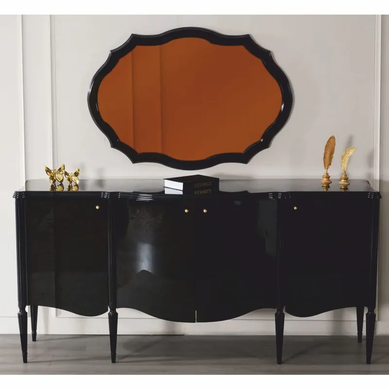 Casa Padrino credenza barocco di lusso con specchio nero 215 cm - Mobili barocchi Finale Aktion