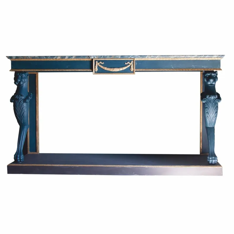 Casa Padrino Consolle Barocco di Lusso Blu / Naturale 180 cm - Fatto in Italia Abverkauf