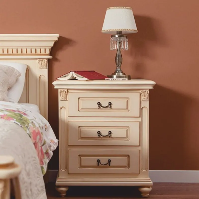 Heißes Angebot Casa Padrino Comodino Barocco di Lusso con 3 Cassetti Crema A. 70 cm - Mobili Barocchi