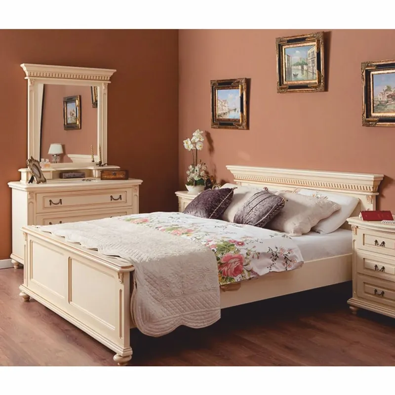 Casa Padrino letto matrimoniale barocco di lusso crema 180 x 200 cm - Mobili per camera da letto barocco Super-Preis