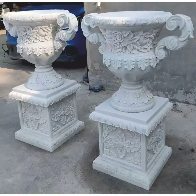 Knallerangebot Casa Padrino set di vasi da fiori in marmo barocco di lusso su colonne bianco A. 105 cm