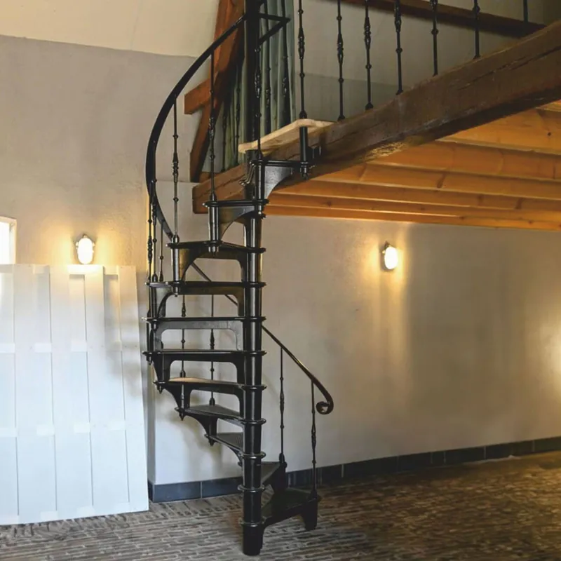 Sonderangebot Casa Padrino scala a chiocciola rustica in ghisa con ringhiera lato destro nero A. 300 cm