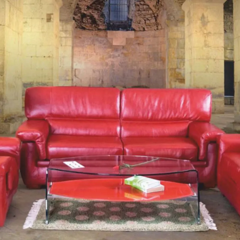 Neue Ware Casa Padrino divano letto di lusso in pelle rosso / marrone 200 cm - Mobili in vera pelle