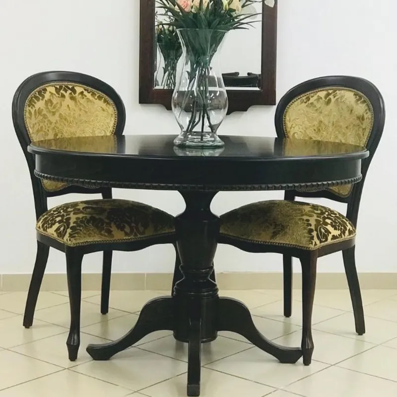 Casa Padrino set da pranzo barocco di lusso nero / oro - 1 Tavolo da pranzo allungabile e 4 Sedie Preisreduziert