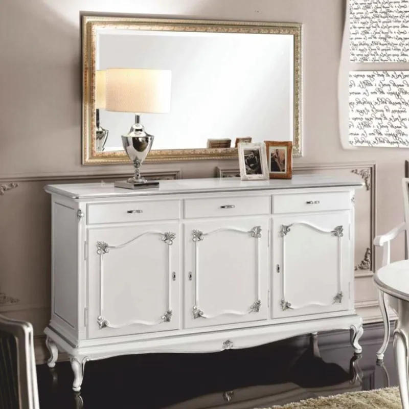 Casa Padrino Credenza Barocco di Lusso con Specchio Bianco / Argento / Oro - Fatto in Italia Jetzt Kaufen
