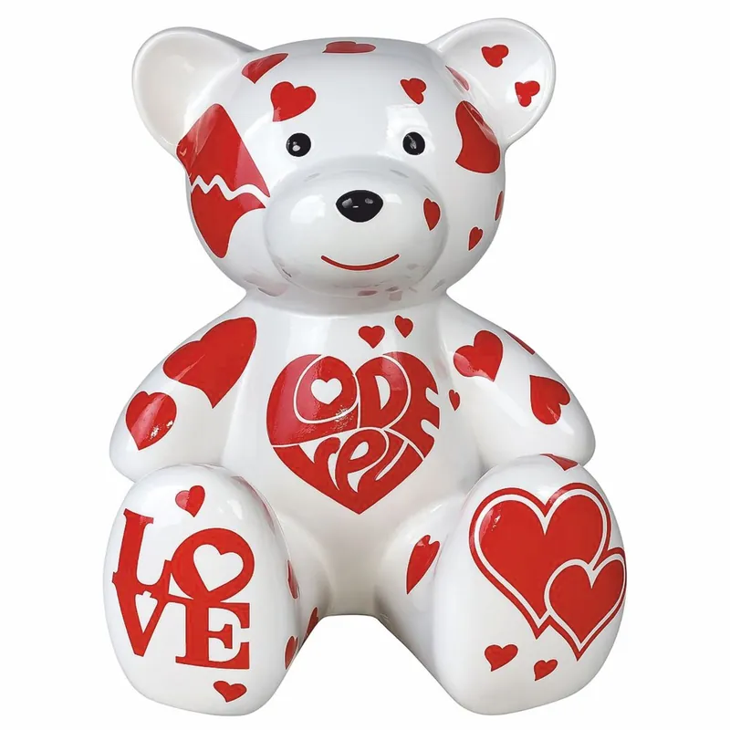 Kracherpreis Casa Padrino figura decorativa orsetto bianco / rosso A. 34 cm - Scultura decorativa