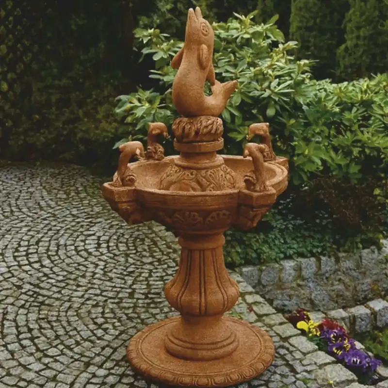Expressversand Casa Padrino fontana barocco delfini marrone Ø 80 x A. 140 cm - Fontana in stile barocco