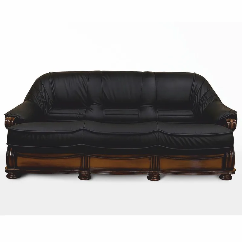 Casa Padrino divano in pelle barocco di lusso nero / marrone scuro 220 cm - Mobili barocchi Saisonangebot