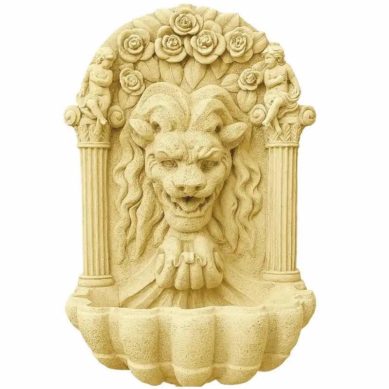 Casa Padrino fontana a muro barocco leone sabbia A. 97 cm - Fontana decorativa da giardino Markenware