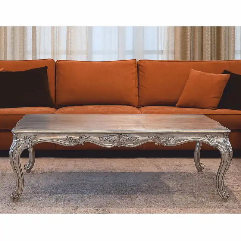 Jetzt Kaufen Casa Padrino Tavolo da Salotto Barocco di Lusso Argento 135 cm - Mobili Barocchi - Fatto in Italia