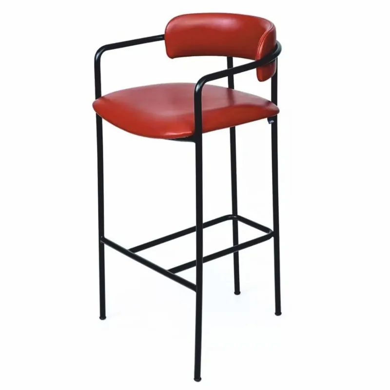 Casa Padrino sedia da bar di lusso in pelle artificiale rosso / nero A. 106 cm - Mobili per hotel e bar Schneller Versand