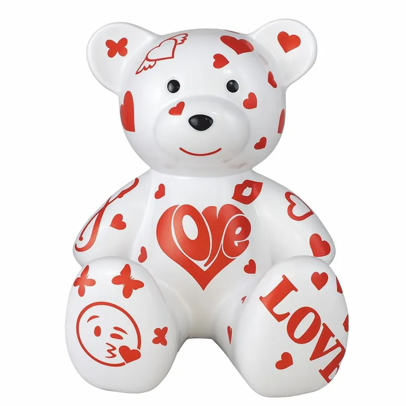 Schneller Versand Casa Padrino figura decorativa orsetto bianco / rosso A. 34 cm - Figure decorative