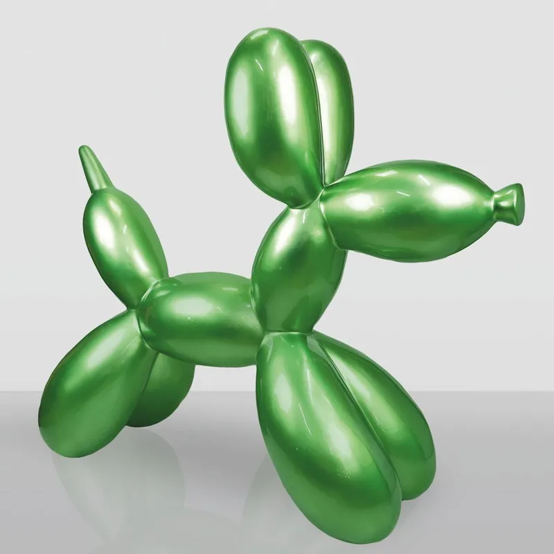 Casa Padrino scultura decorativa XXL cane palloncino verde metallizzato 210 cm - Grande figura da giardino Must-Have