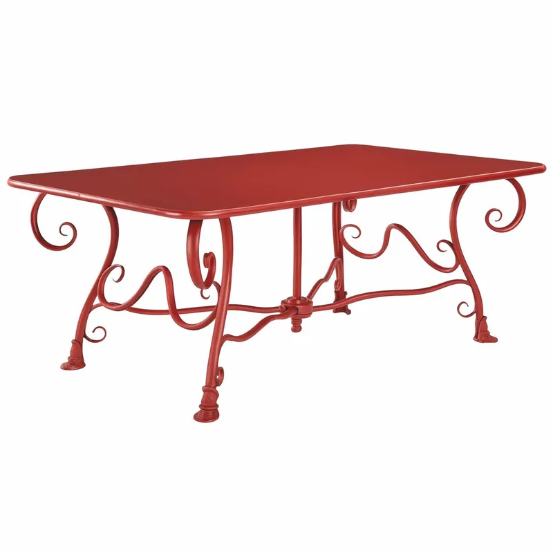 Knallerangebot Casa Padrino tavolo da giardino Art Nouveau in ferro battuto rosso 120 cm - Mobili da giardino nostalgico