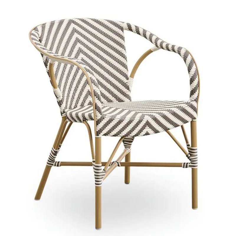 Casa Padrino sedia da giardino di lusso con braccioli avorio / marrone / beige - Mobili da giardino Highlight