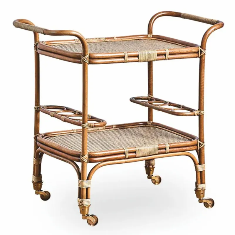 Casa Padrino carrello da portata di lusso marrone / naturale 89 cm - Carrello hotel Top-Seller