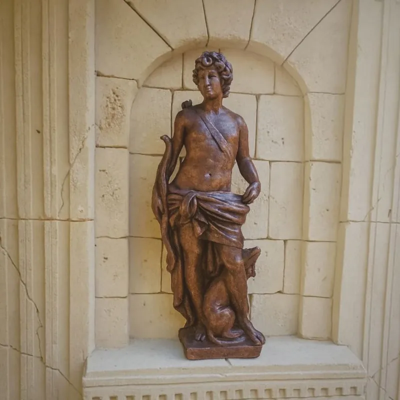 Casa Padrino scultura Art Nouveau del giardino uomo con fiocco e cane marrone A. 142 cm Schnäppchen